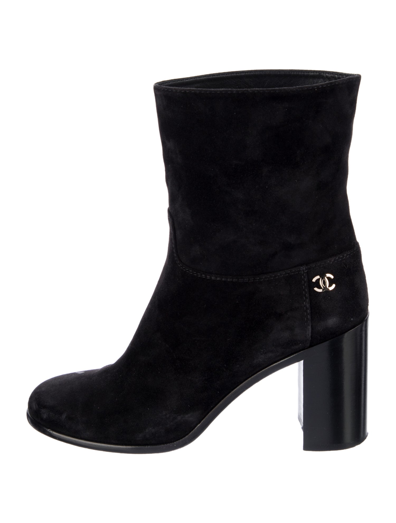 Chanel Interlocking CC Logo Suede Boots
