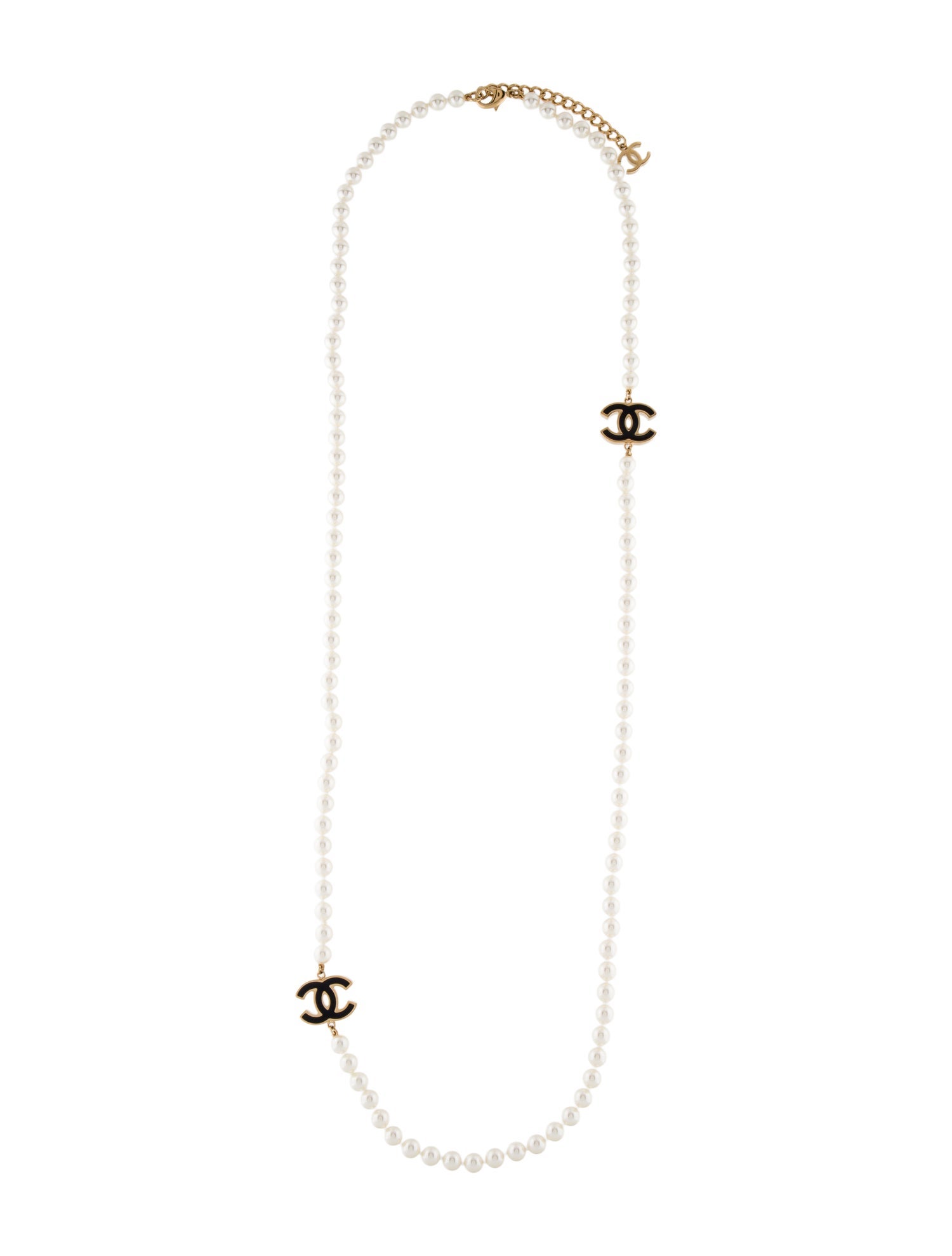 Chanel 2024 Faux Pearl & Enamel CC Station Necklace