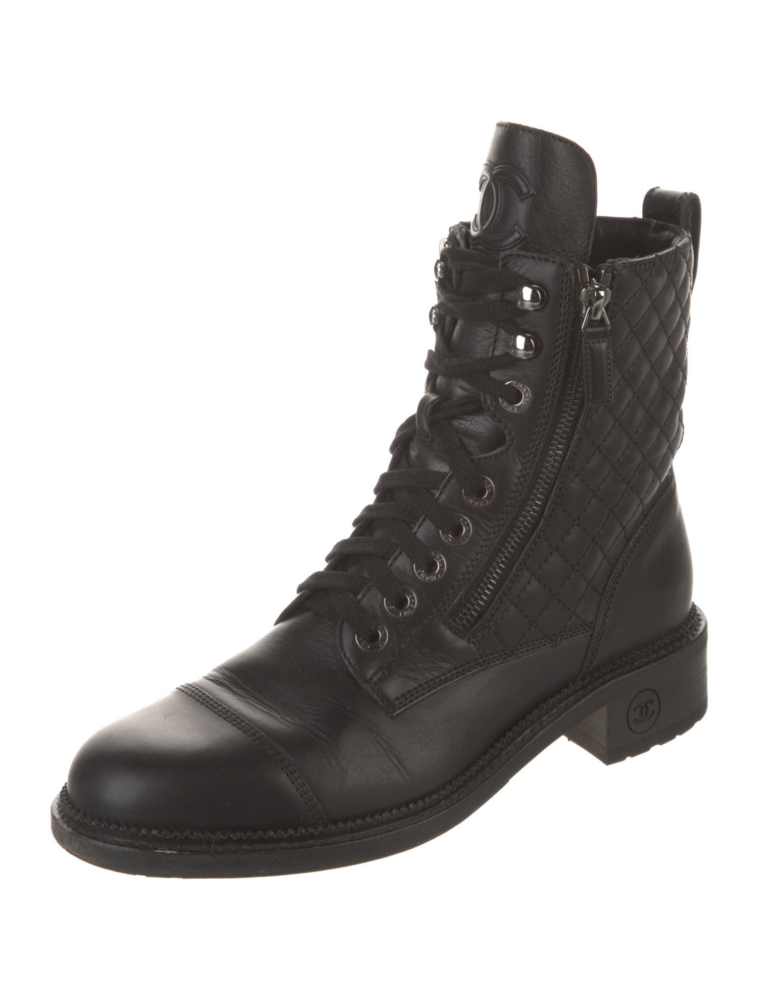 Chanel 2017-2018 Interlocking CC Logo Combat Boots