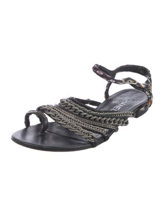Chanel 2015 Chain-Link Accent Slingback Sandals