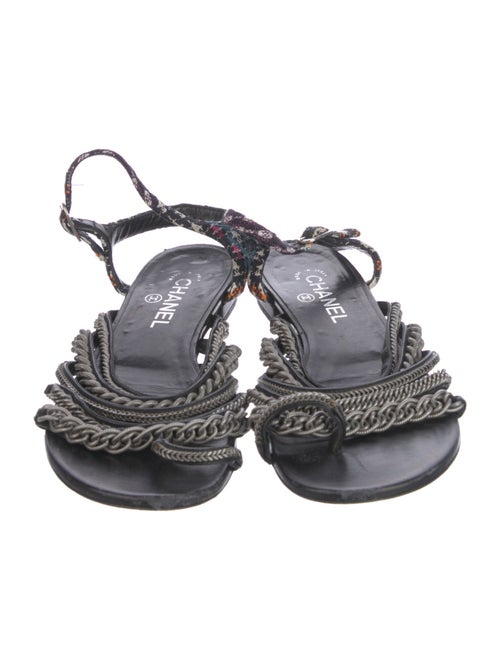 Chanel 2015 Chain-Link Accent Slingback Sandals