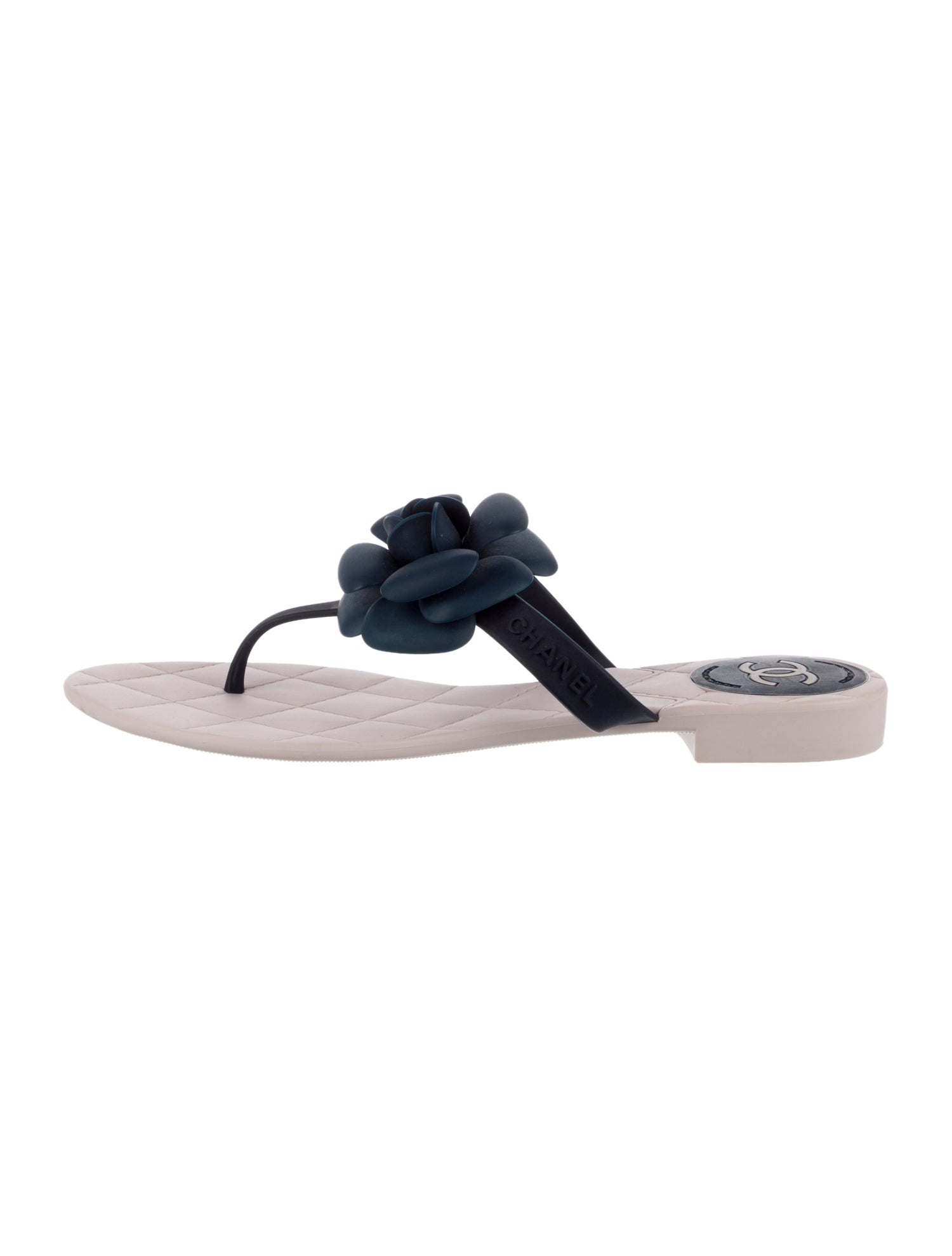 Chanel Interlocking CC Logo Rubber Flip Flops