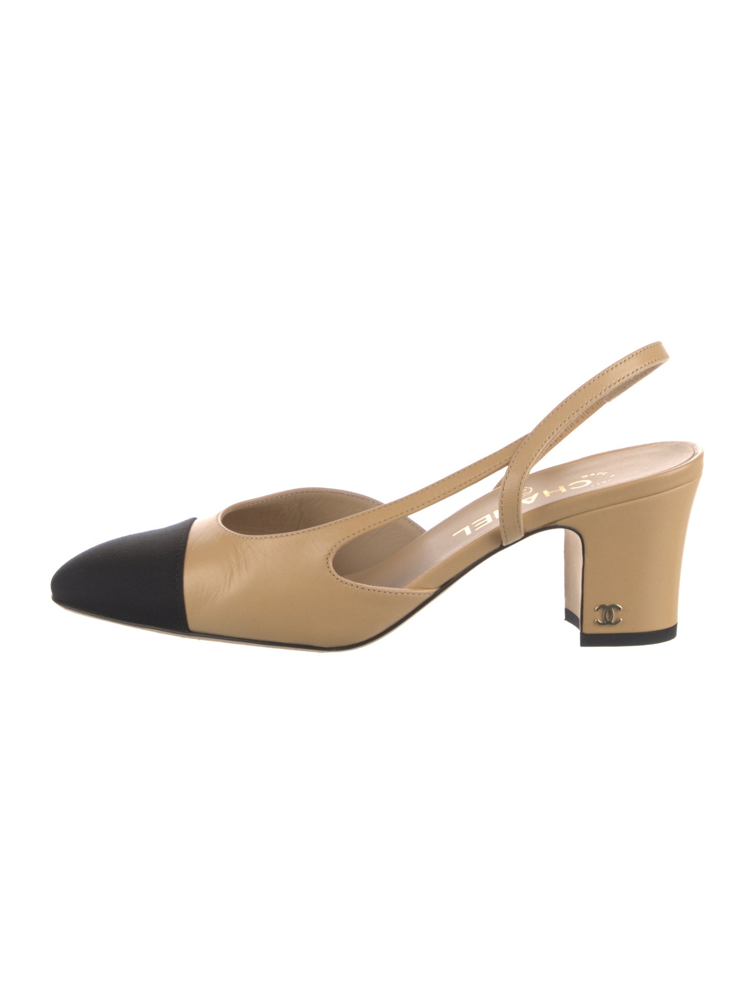 Chanel Interlocking CC Logo Lambskin Slingback Pumps