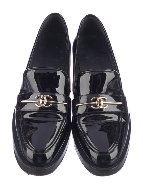 Chanel Interlocking CC Logo Patent Leather Loafers