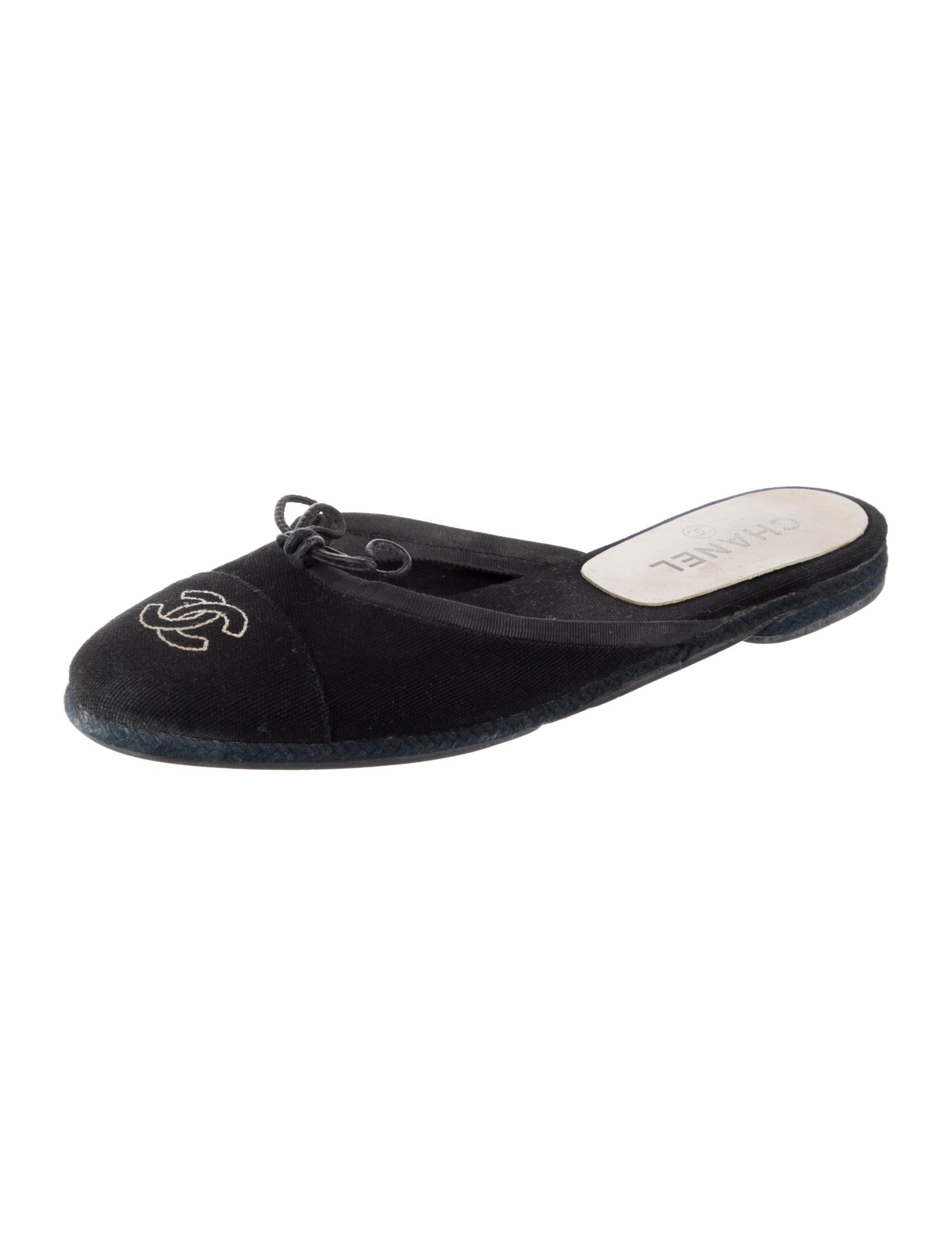Chanel Interlocking CC Logo Bow Accents Mules