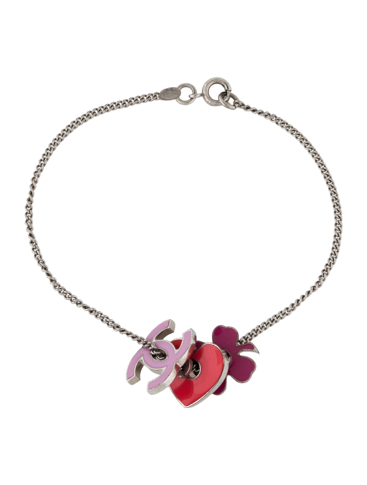 Chanel Enamel CC, Heart & Clover Charm Bracelet