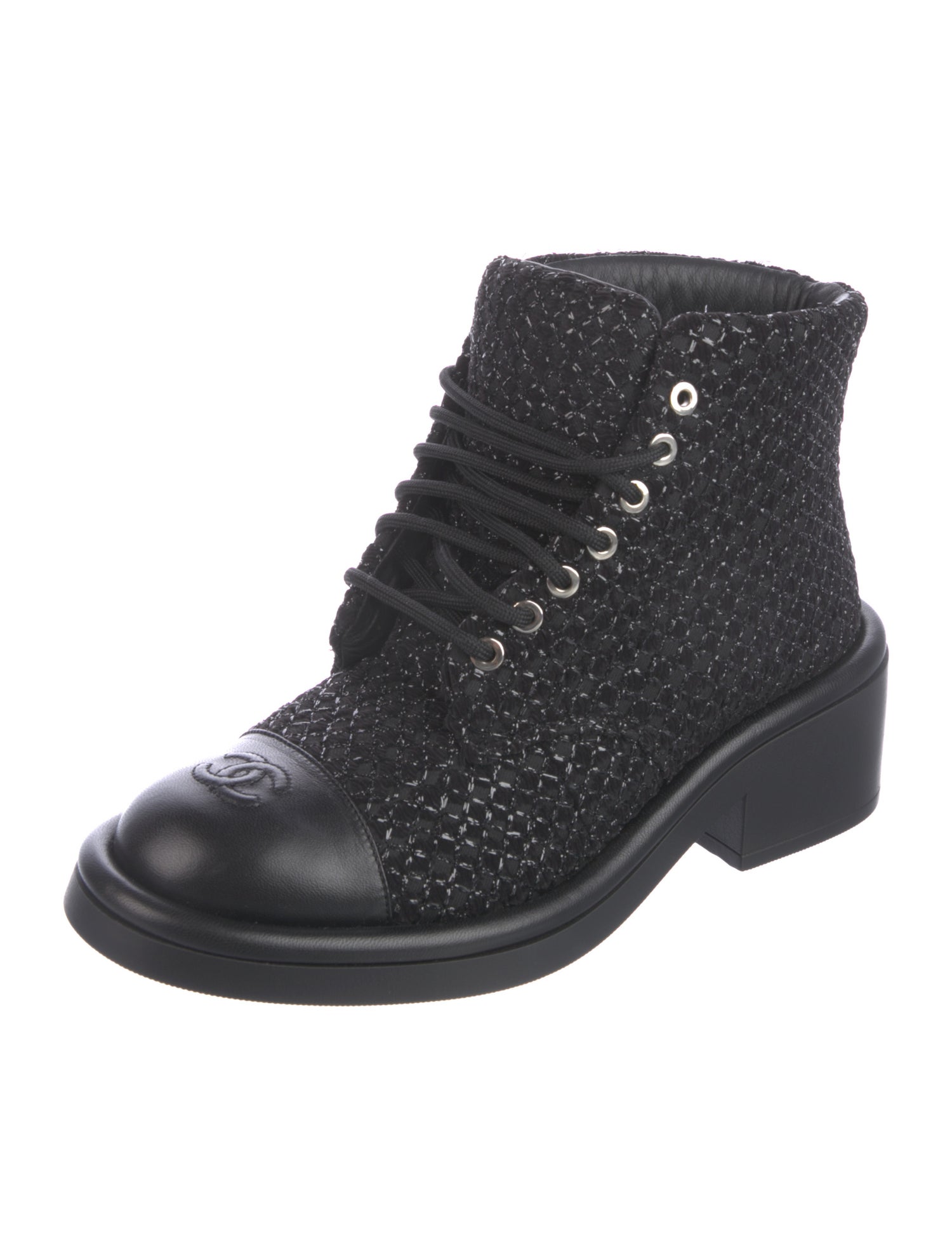 Chanel 2022 Interlocking CC Logo Combat Boots