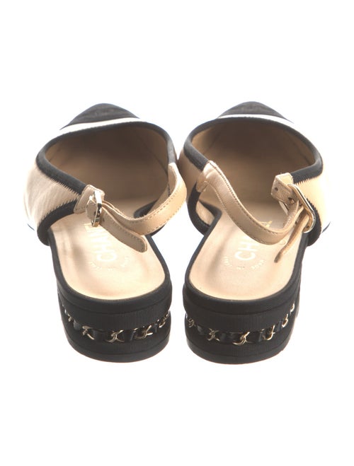 Chanel Interlocking CC Logo Leather Slingback Flats