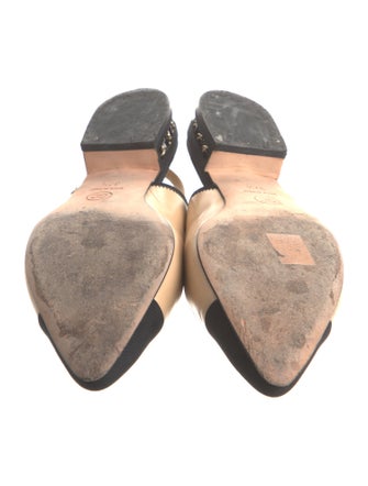 Chanel Interlocking CC Logo Leather Slingback Flats