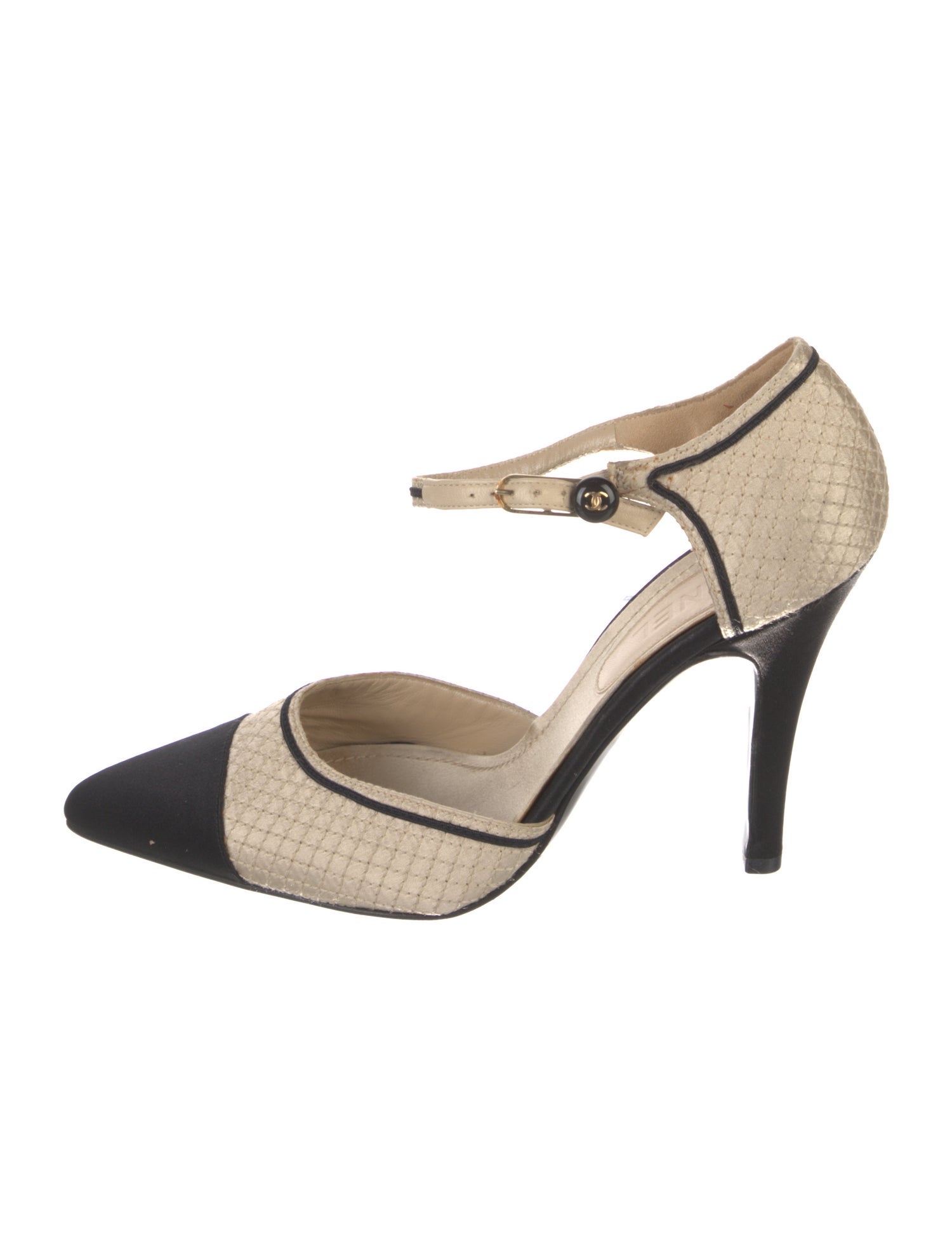 Chanel Interlocking CC Logo Satin D'Orsay Pumps