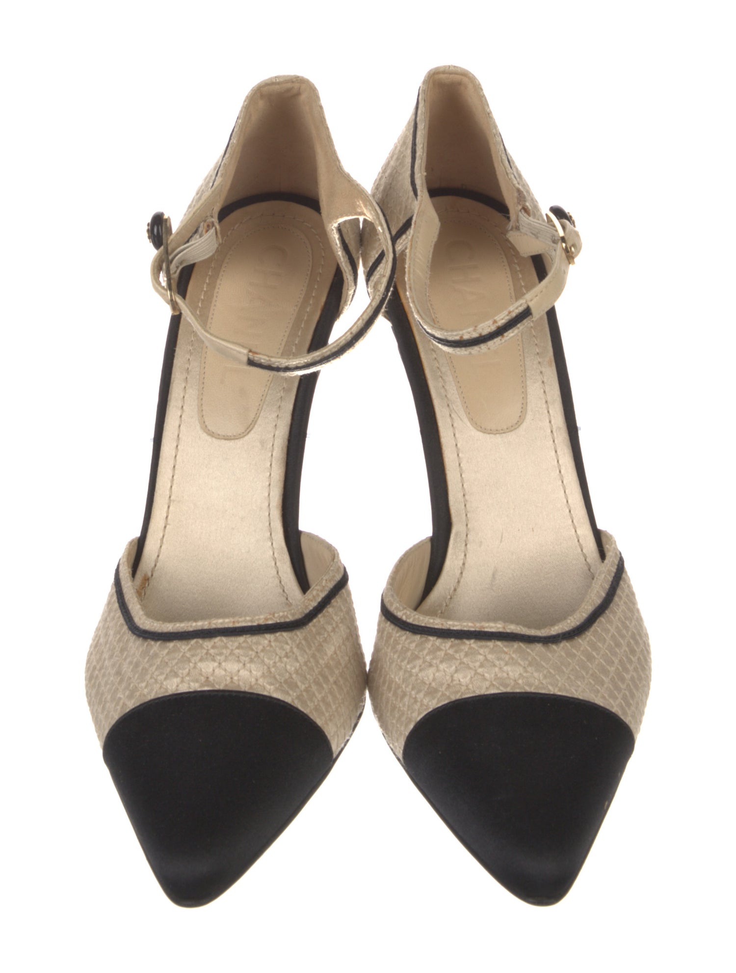 Chanel Interlocking CC Logo Satin D'Orsay Pumps