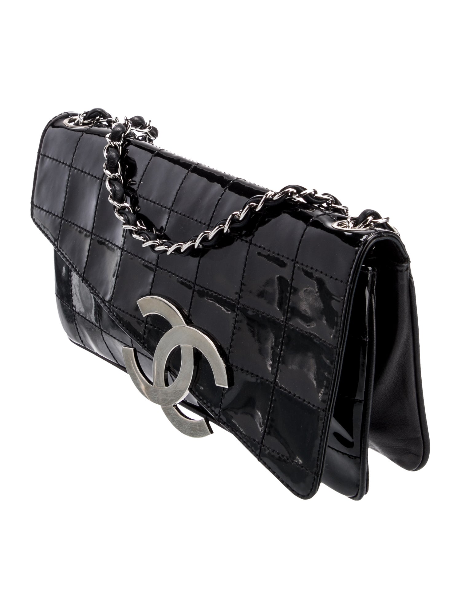 Chanel Patent Diagonal CC Clutch