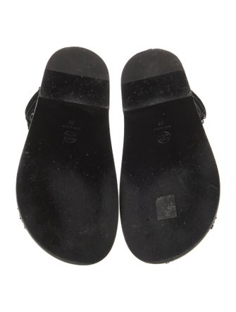 Chanel Interlocking CC Logo Leather Slingback Sandals