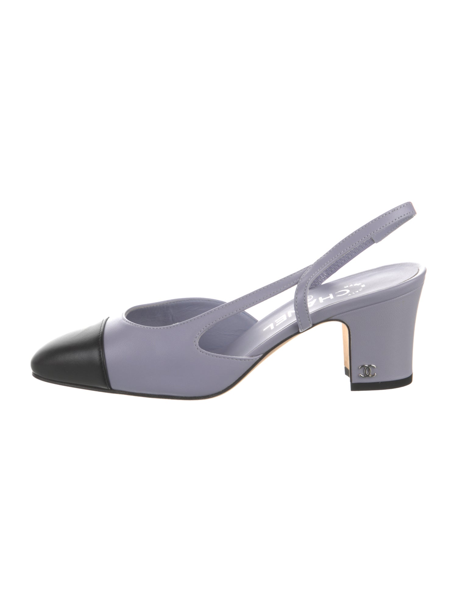 Chanel Interlocking CC Logo Lambskin Slingback Pumps
