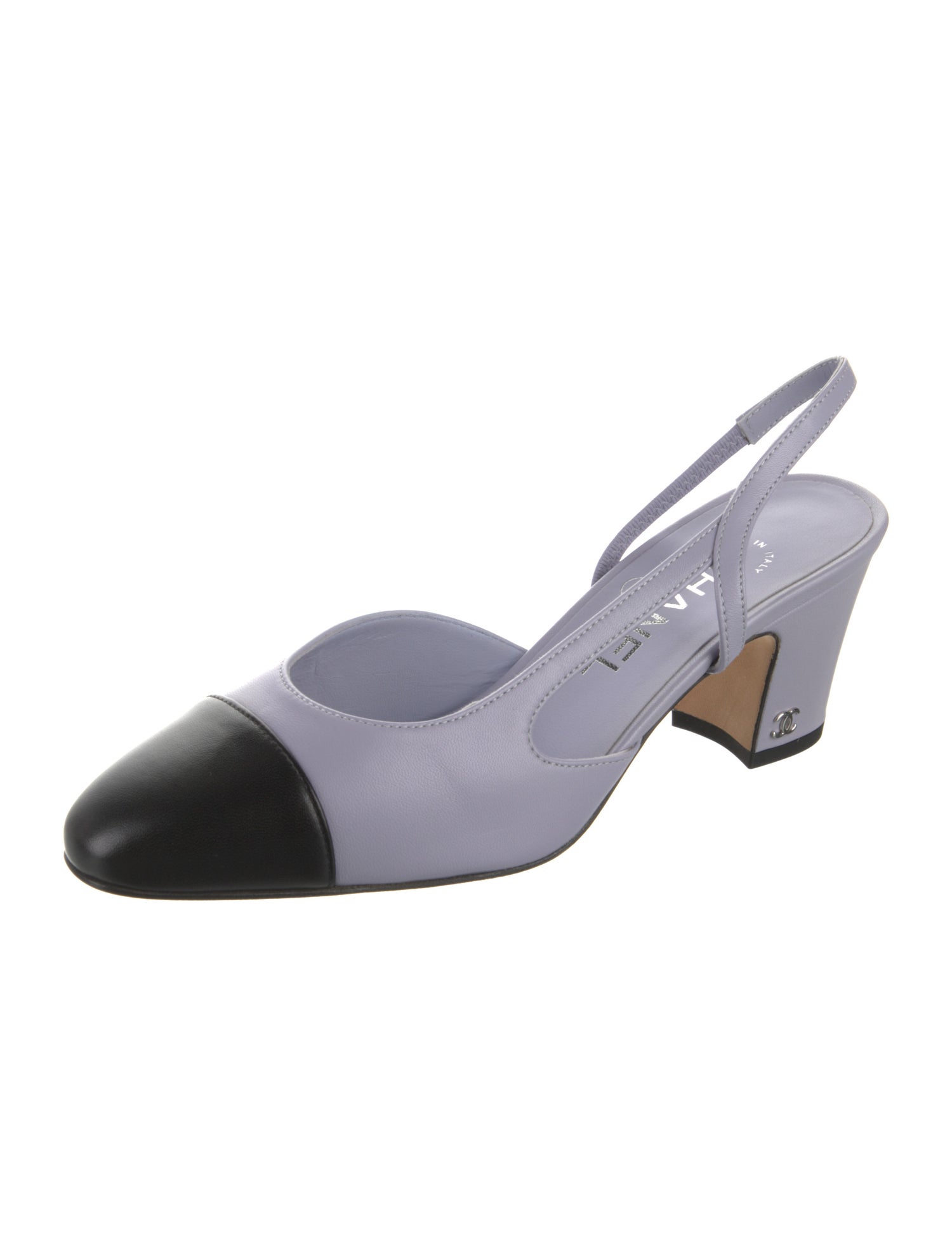 Chanel Interlocking CC Logo Lambskin Slingback Pumps