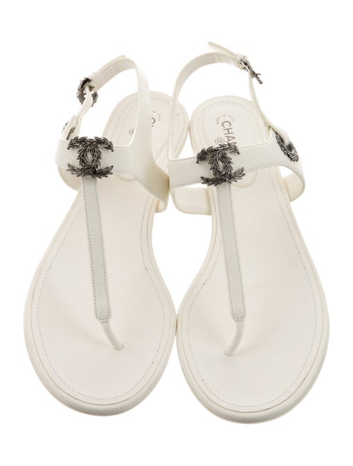 Chanel 2022 Interlocking CC Logo T-Strap Sandals