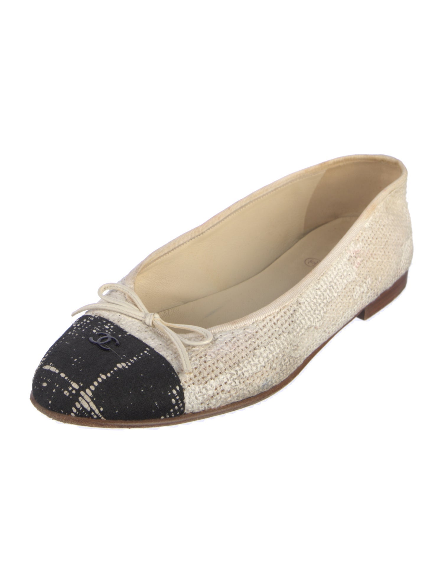 Chanel Interlocking CC Logo Bow Accents Ballet Flats
