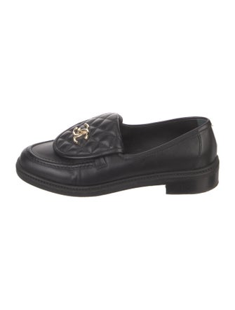 Chanel Interlocking CC Logo Leather Loafers