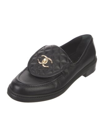 Chanel Interlocking CC Logo Leather Loafers