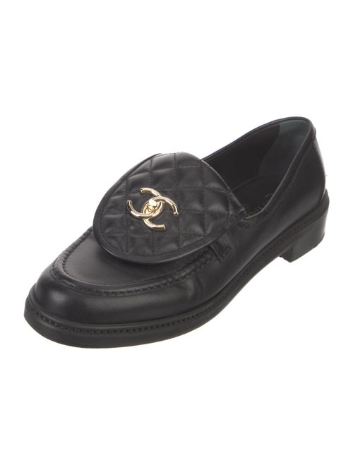 Chanel Interlocking CC Logo Leather Loafers