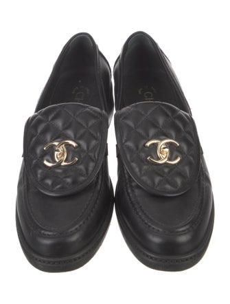Chanel Interlocking CC Logo Leather Loafers
