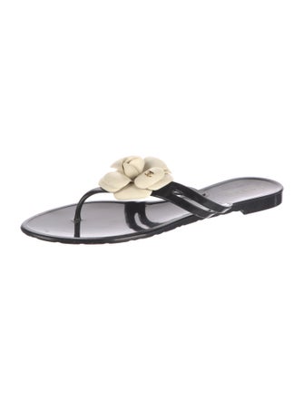 Chanel Interlocking CC Logo Rubber Flip Flops