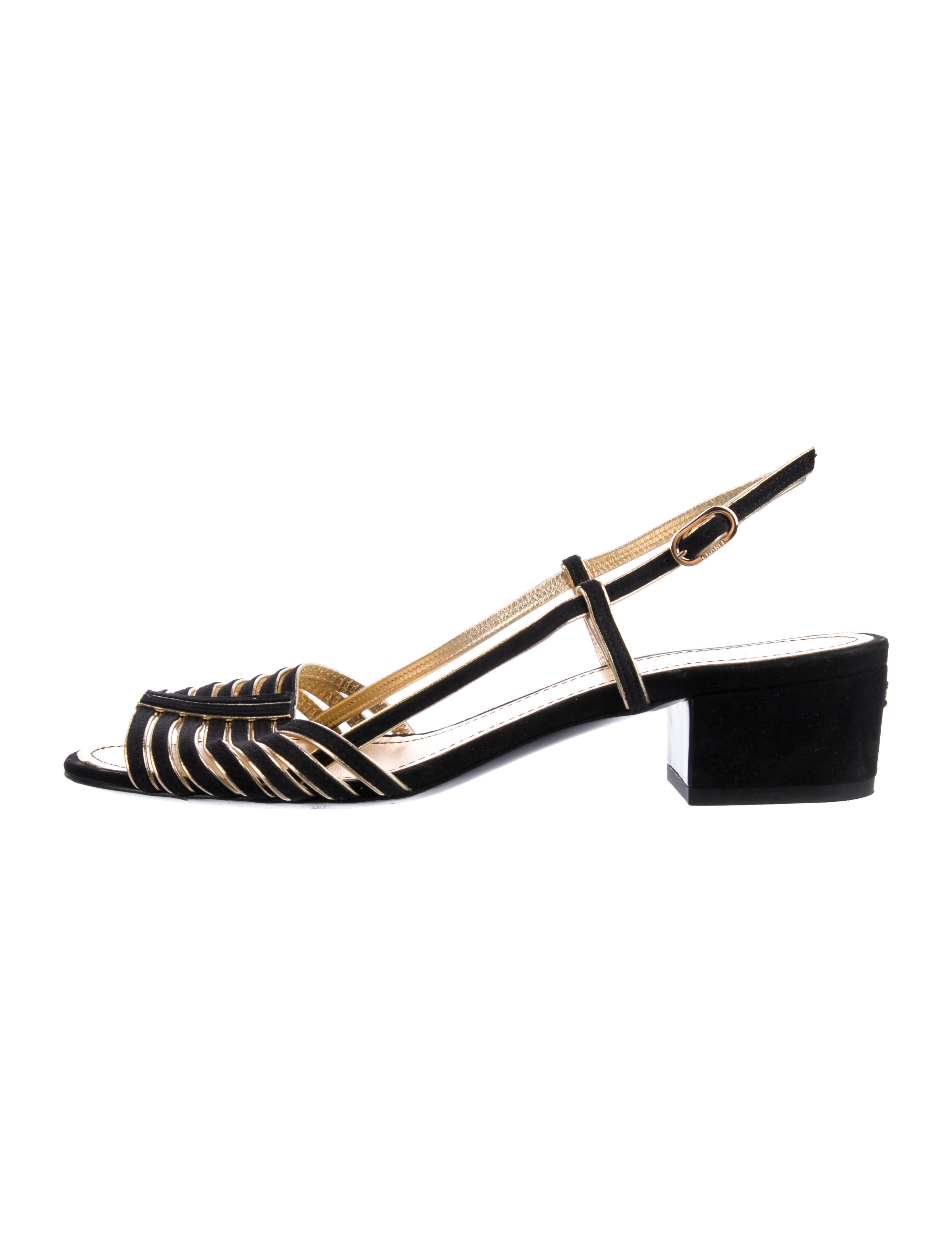 Chanel Interlocking CC Logo Suede Slingback Sandals
