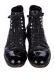 Chanel Interlocking CC Logo Leather Combat Boots