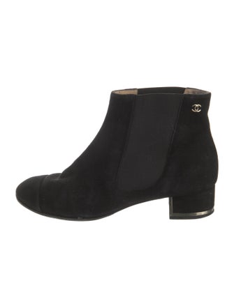 Chanel Interlocking CC Logo Suede Chelsea Boots