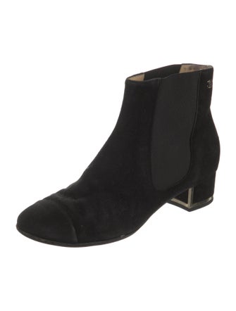 Chanel Interlocking CC Logo Suede Chelsea Boots