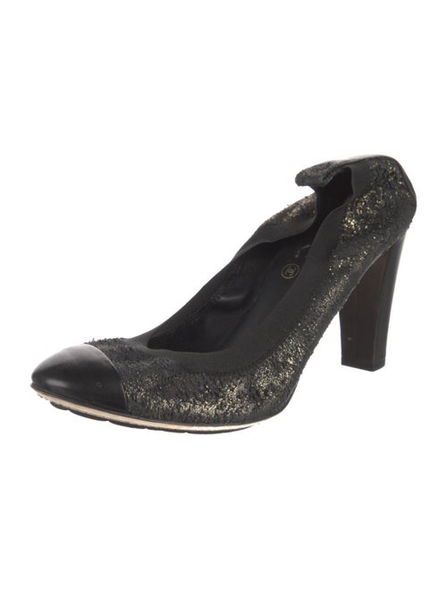 Chanel Interlocking CC Logo Leather Slingback Pumps