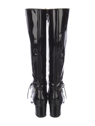 Chanel Interlocking CC Logo Patent Leather Riding Boots