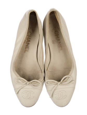 Chanel Interlocking CC Logo Bow Accents Ballet Flats