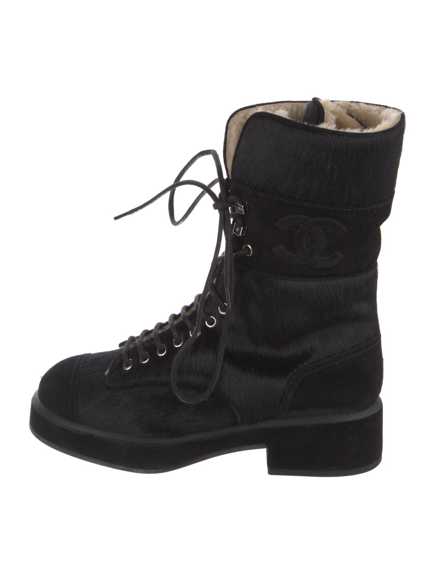 Chanel 2022 Interlocking CC Logo Combat Boots