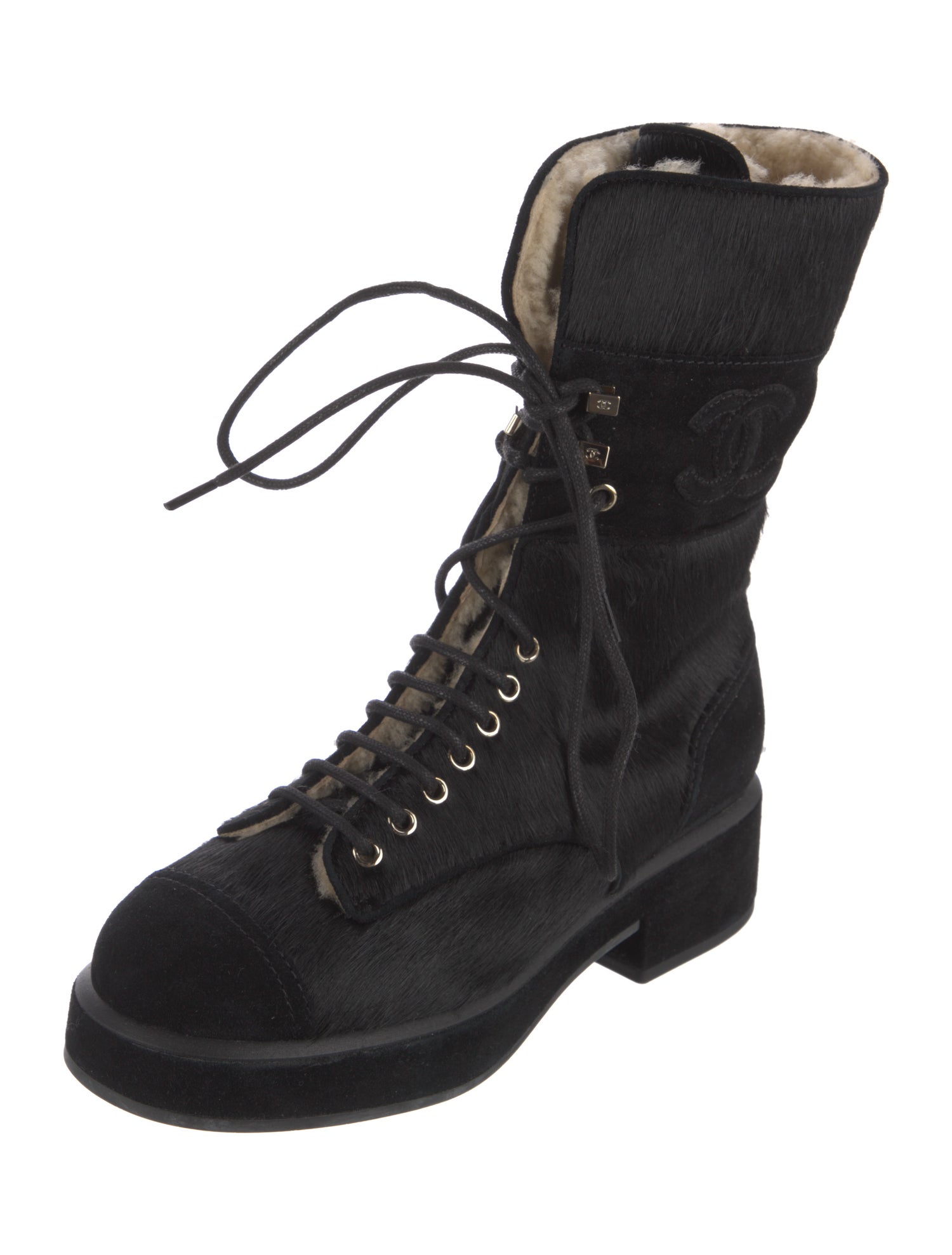 Chanel 2022 Interlocking CC Logo Combat Boots