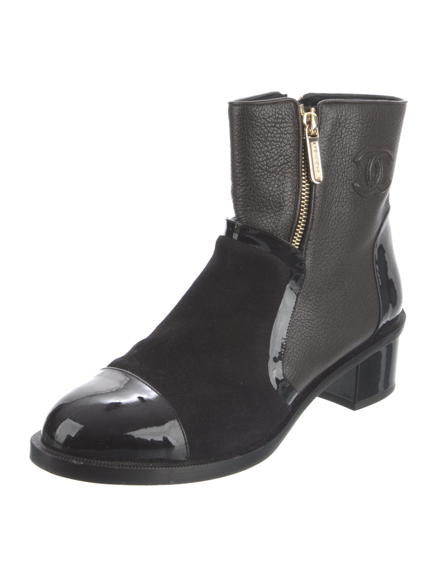 Chanel Interlocking CC Logo Moto Boots