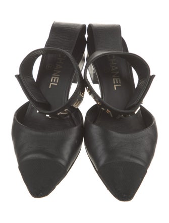 Chanel Leather Grosgrain Trim D'Orsay Pumps