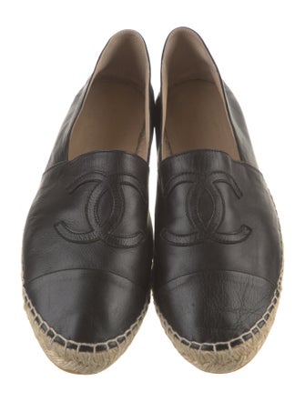 Chanel Interlocking CC Logo Leather Espadrilles