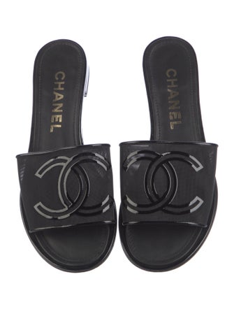 Chanel Interlocking CC Logo Mesh Slides