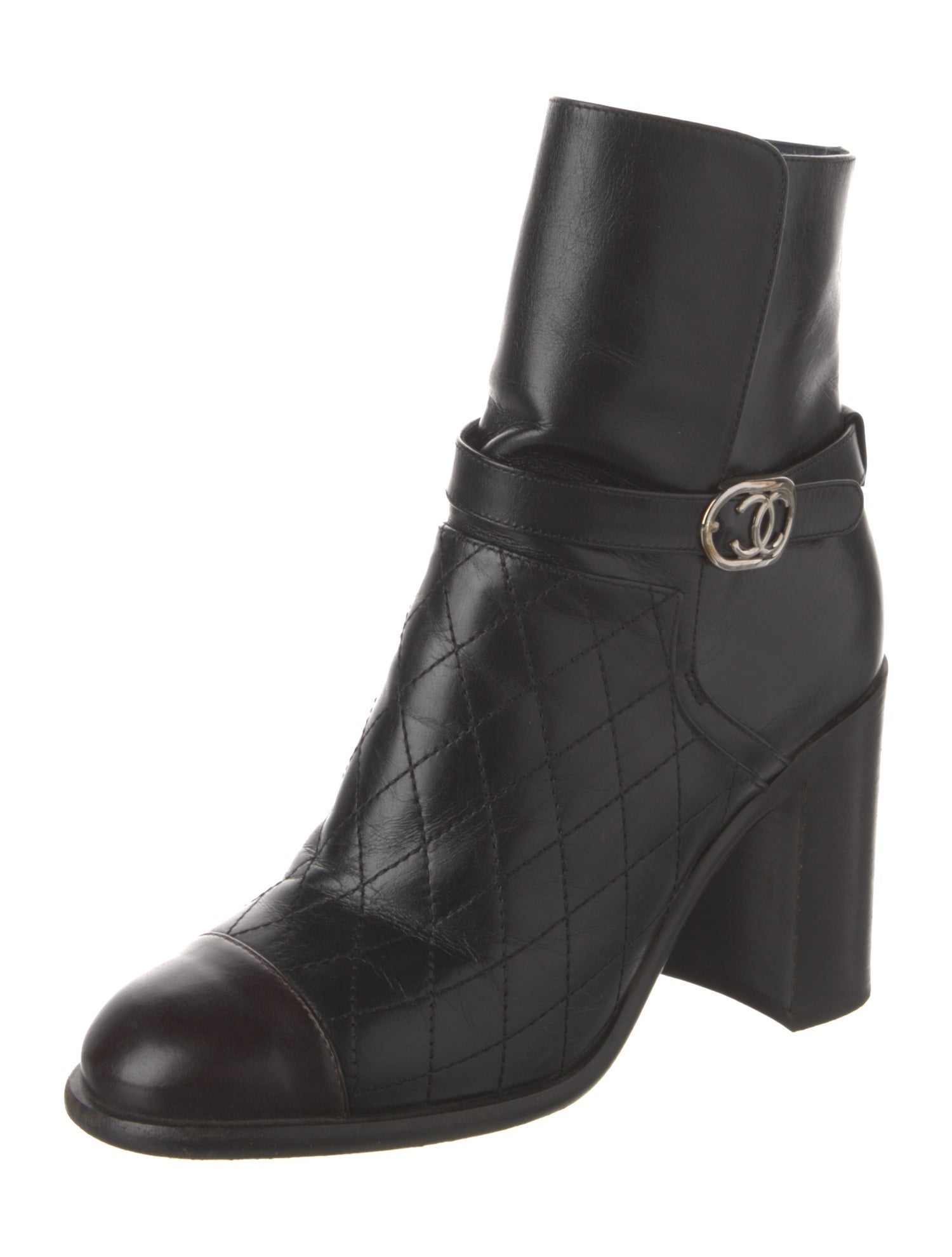 Chanel Interlocking CC Logo Leather Boots