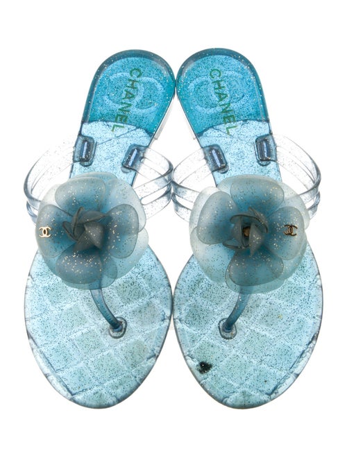 Chanel Interlocking CC Logo Rubber Slides