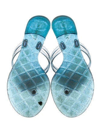 Chanel Interlocking CC Logo Rubber Slides