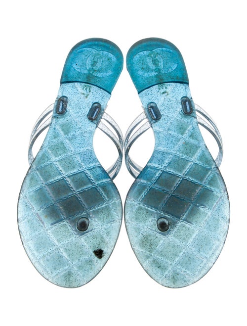 Chanel Interlocking CC Logo Rubber Slides