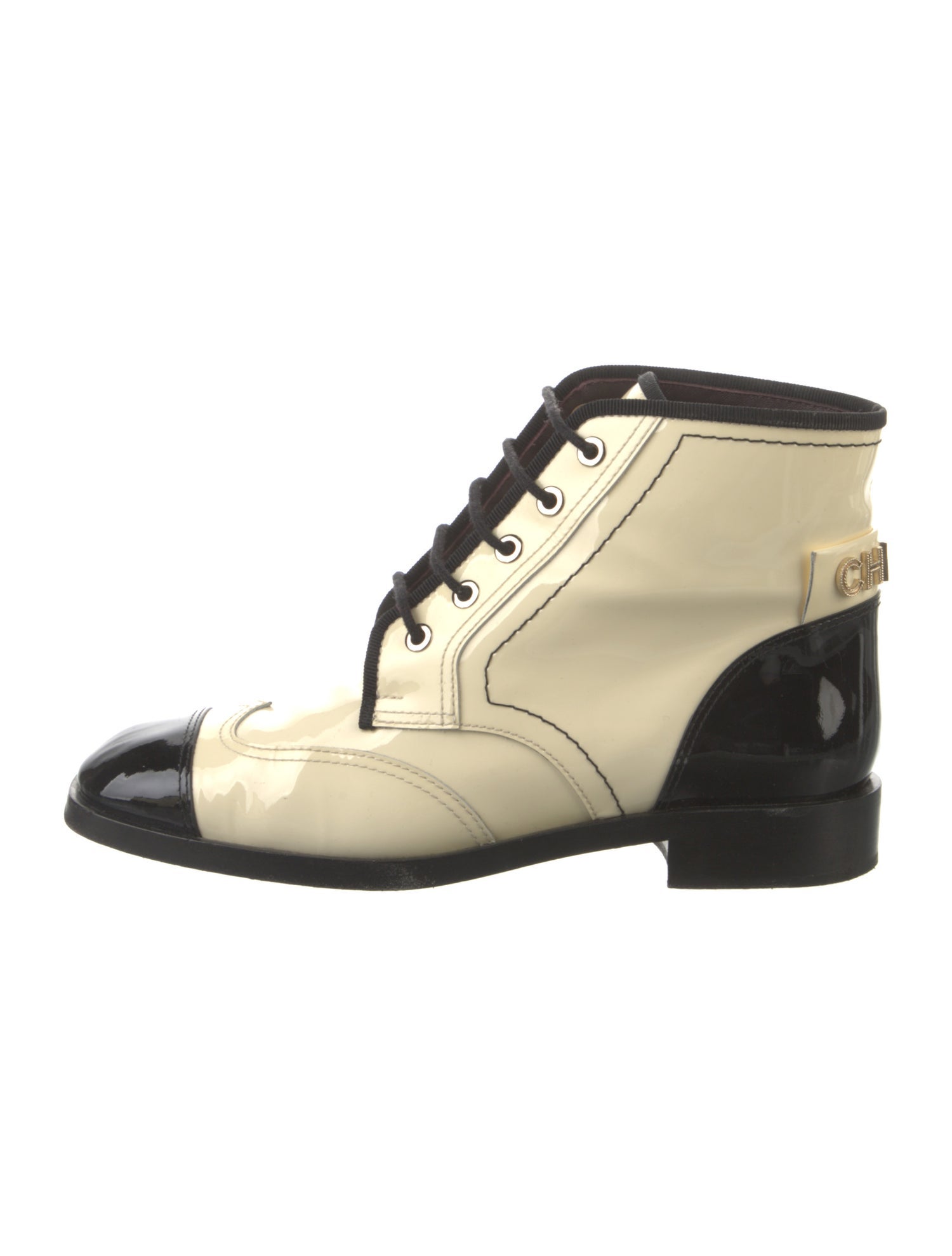 Chanel 2017 Patent Leather Lace-Up Boots