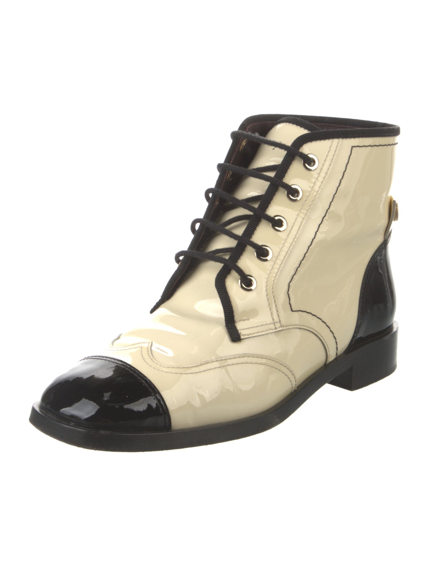 Chanel 2017 Patent Leather Lace-Up Boots