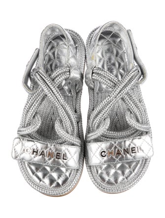 Chanel Interlocking CC Logo Leather Sandals