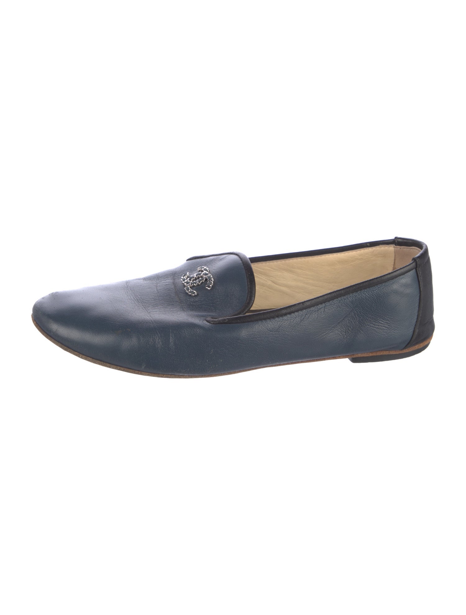 Chanel Interlocking CC Logo Lambskin Loafers