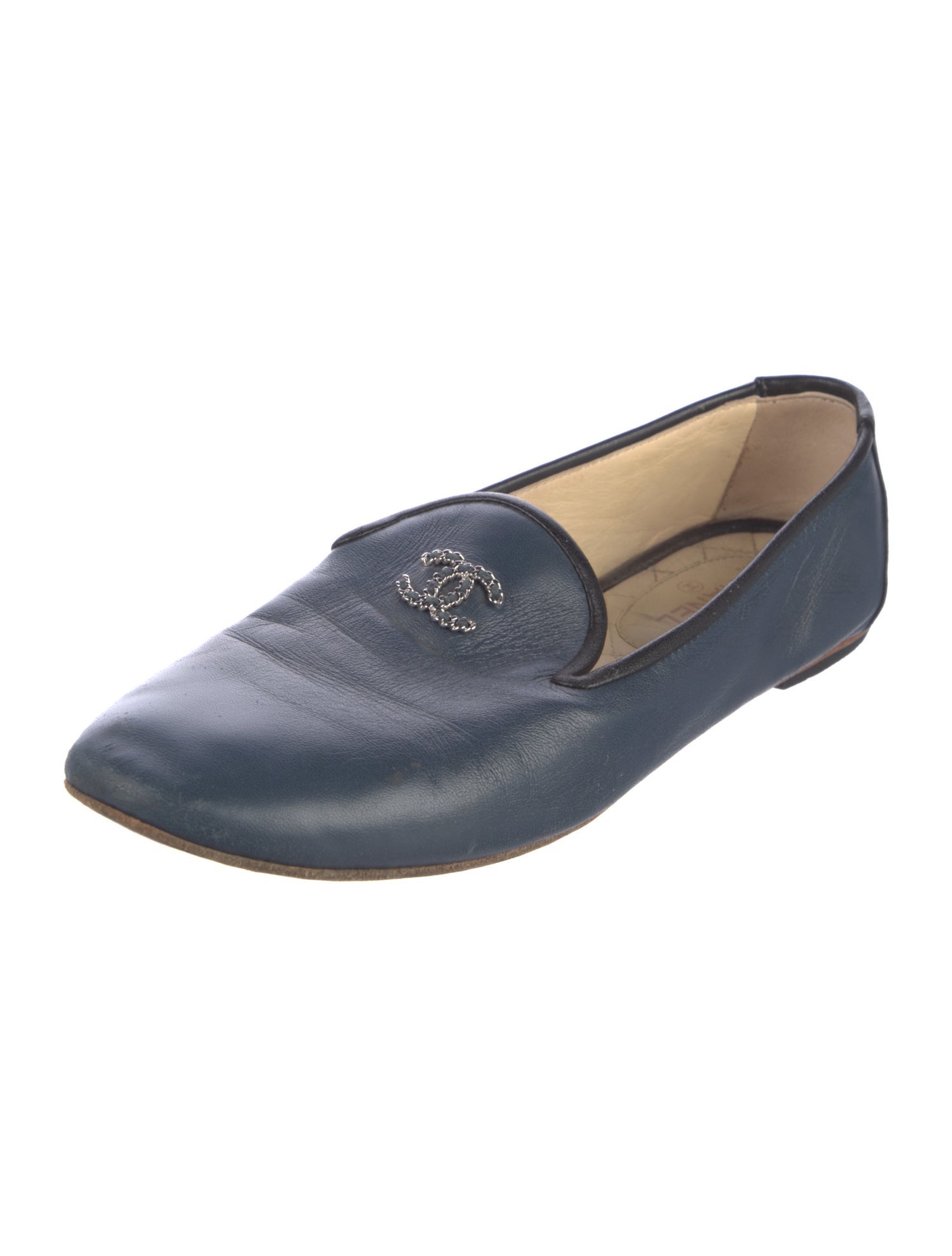 Chanel Interlocking CC Logo Lambskin Loafers