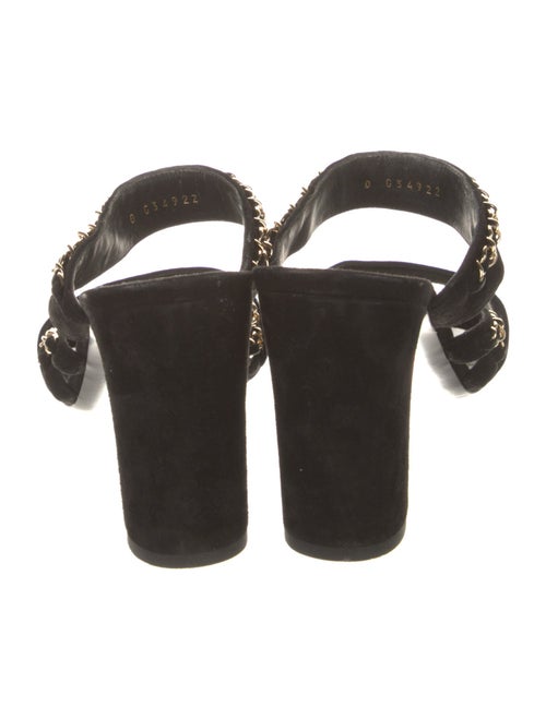 Chanel Interlocking CC Logo Suede Slides