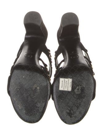 Chanel Interlocking CC Logo Suede Slides